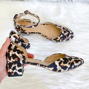 CABI Leopard Kiki Ankle Strap Shoes Pumps BROWN 9M